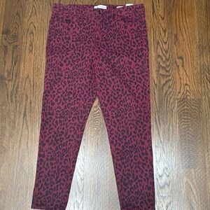 Social Standard by Sanctuary Burgundy Leopard Print Jeans size 14